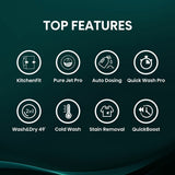 Hisense KitchenFit 5i Series WD5I1045BBQ, 10.5kg / 6kg Washer Dryer, D Rated in Black