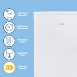 Under Counter Fridge 97L Freestanding With Reversible Door White