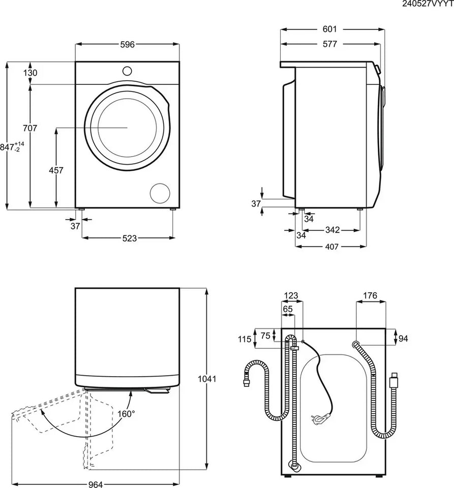 AEG LFR62844B 8kg 1400 Spin Freestanding Washing Machine White