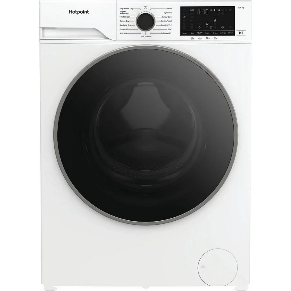 Hotpoint HBD9681ANTSTAIN 9+6kg 1400 Spin Freestanding Front Load Washer Dryer - White
