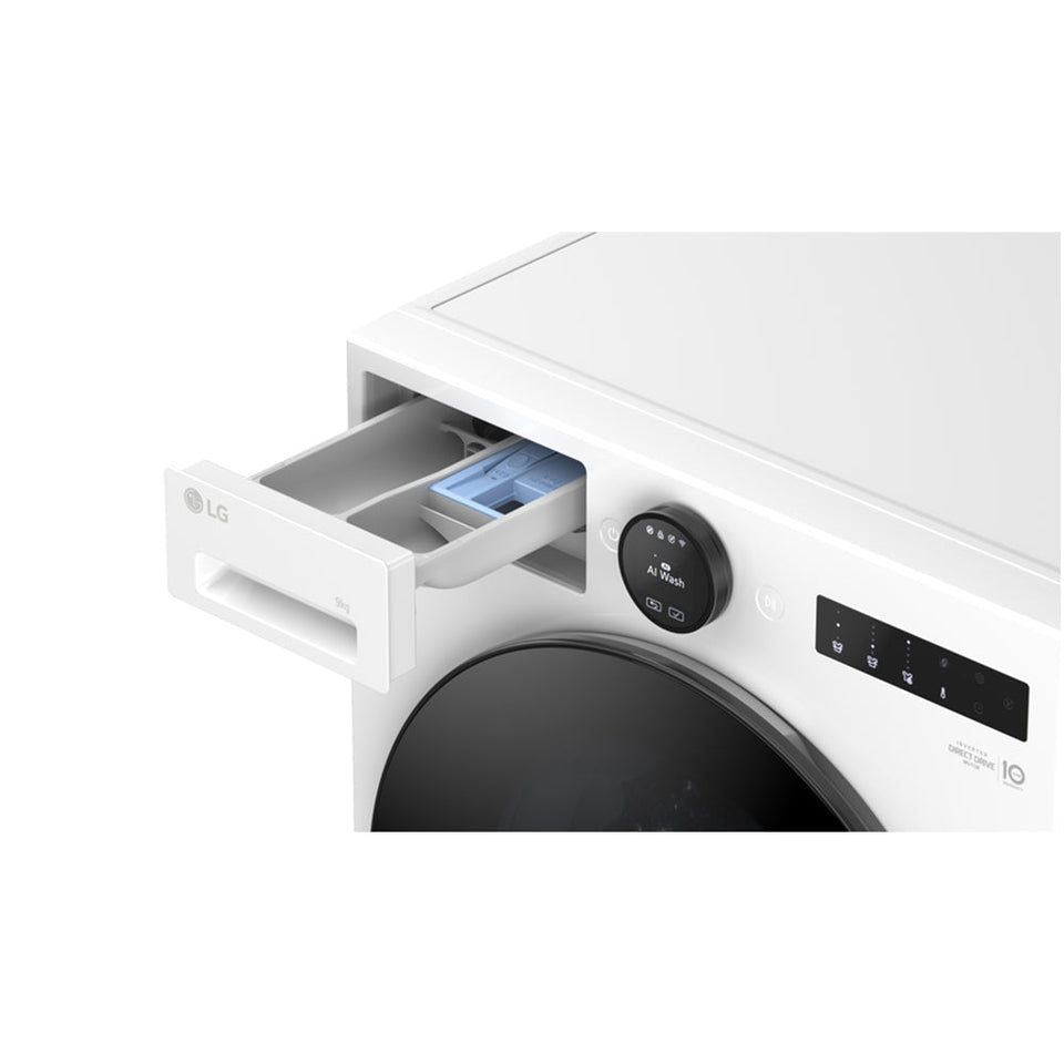 LG F4X7009TWB 9kg 1400 Spin AI Direct Drive Freestanding Washing Machine White