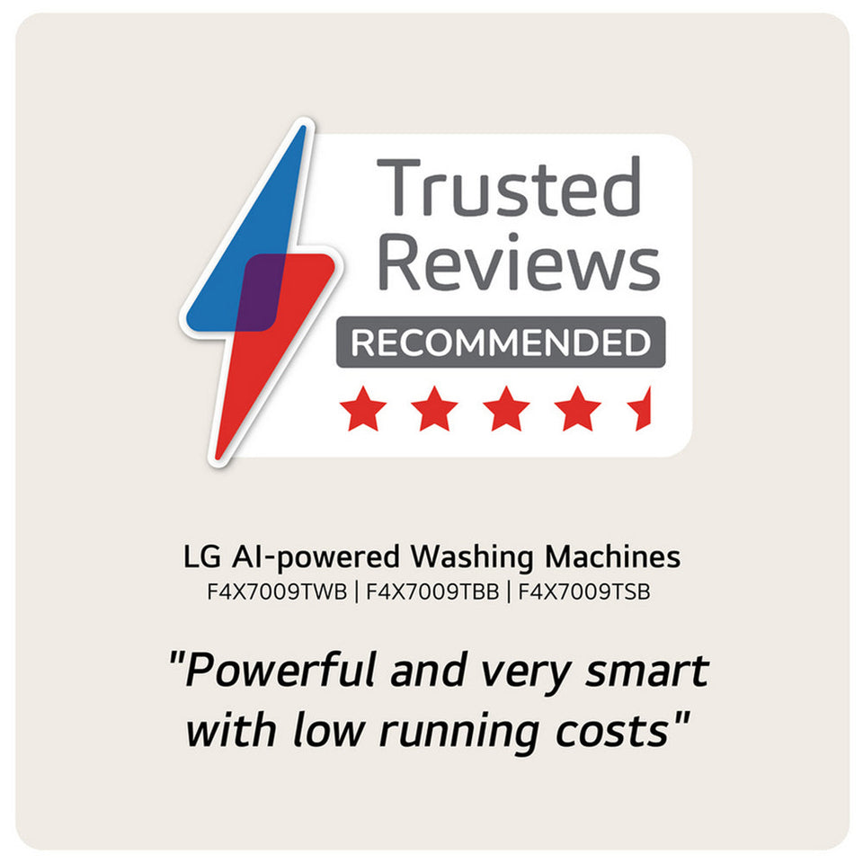 LG F4X7009TWB 9kg 1400 Spin AI Direct Drive Freestanding Washing Machine White