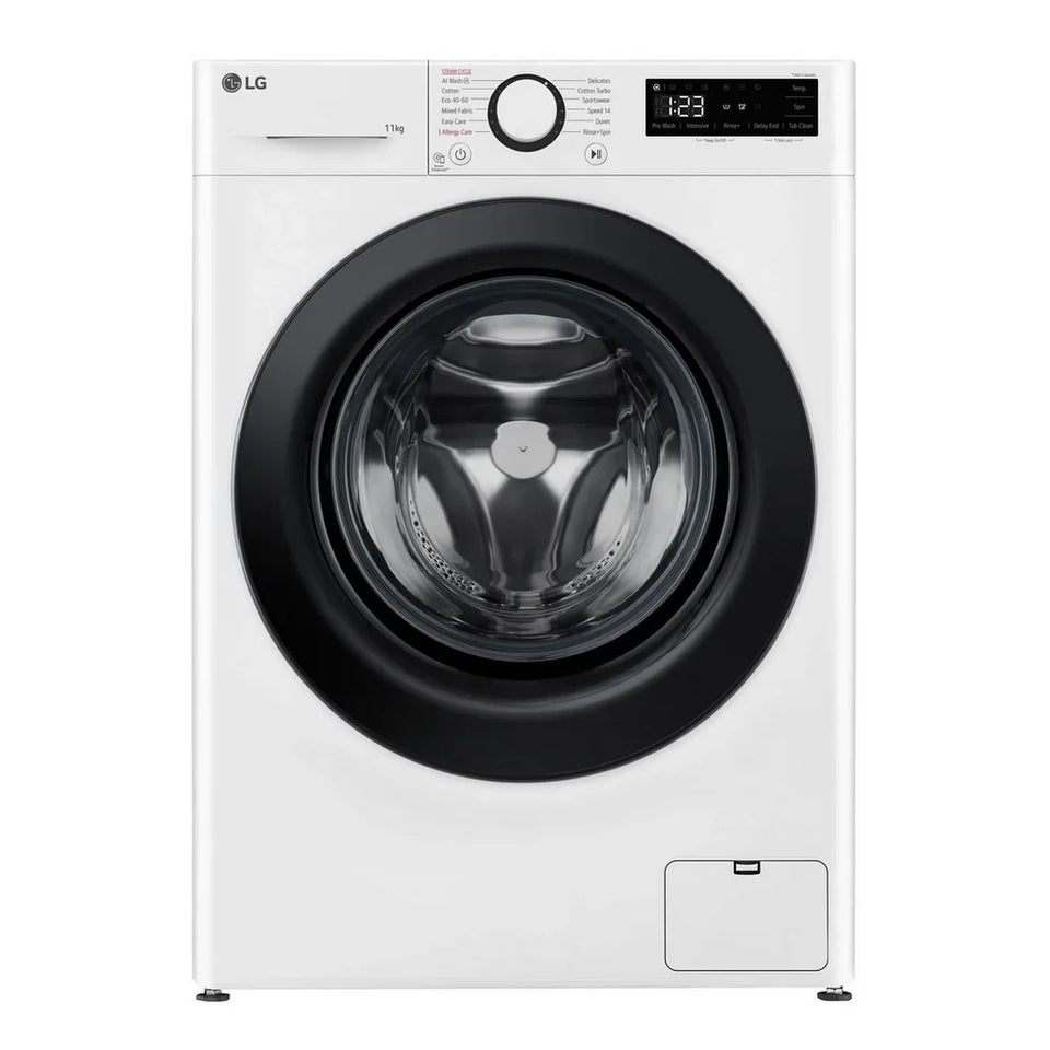 LG F4Y511WBLN1 11kg Steam 1400 Spin Freestanding Front Load Washing Machine White - A Rated