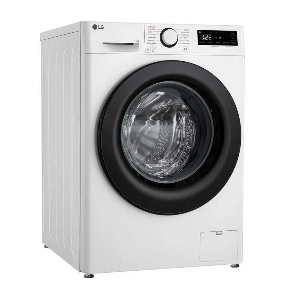 LG F4Y511WBLN1 11kg Steam 1400 Spin Freestanding Front Load Washing Machine White - A Rated