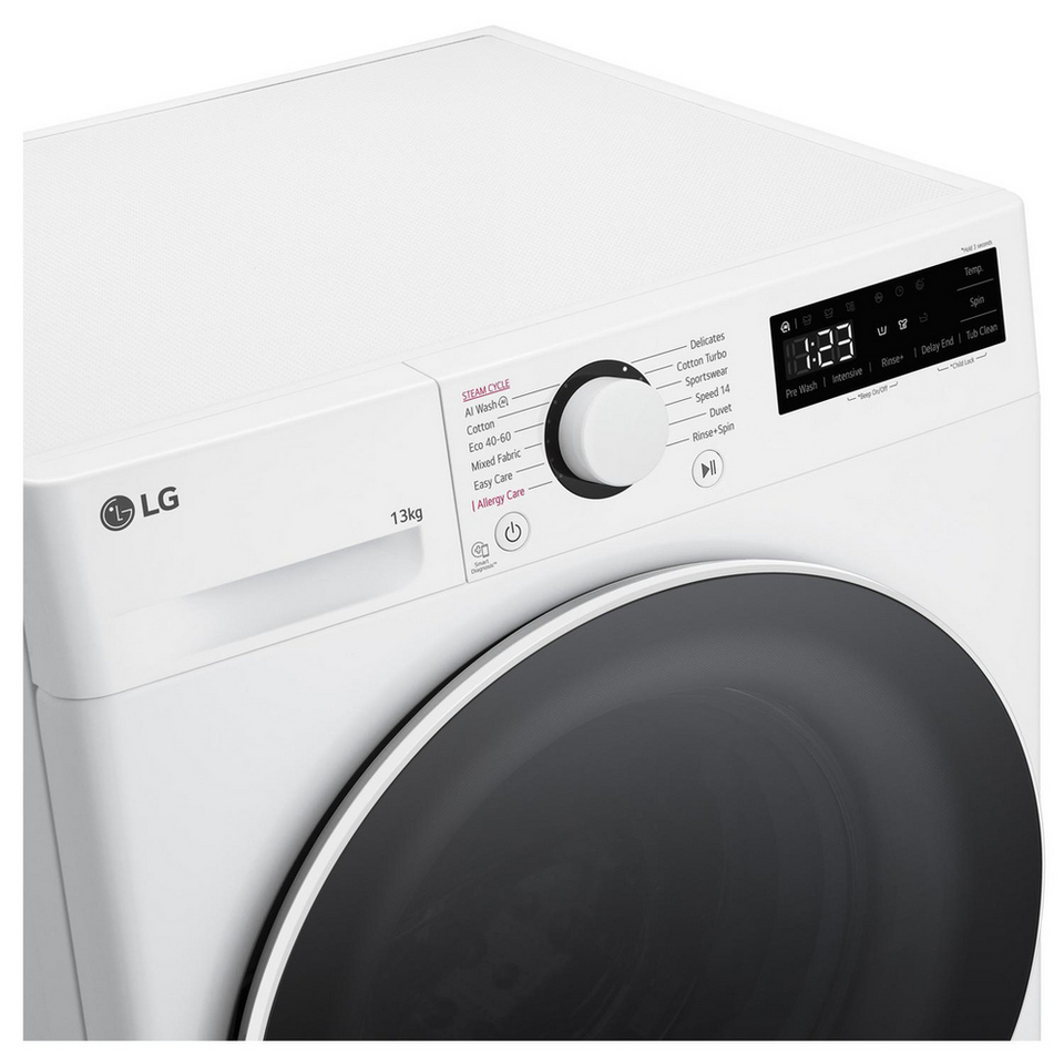LG F4Y513WWLN1 13kg 1400 Spin AI Direct Drive Freestanding Washing Machine White