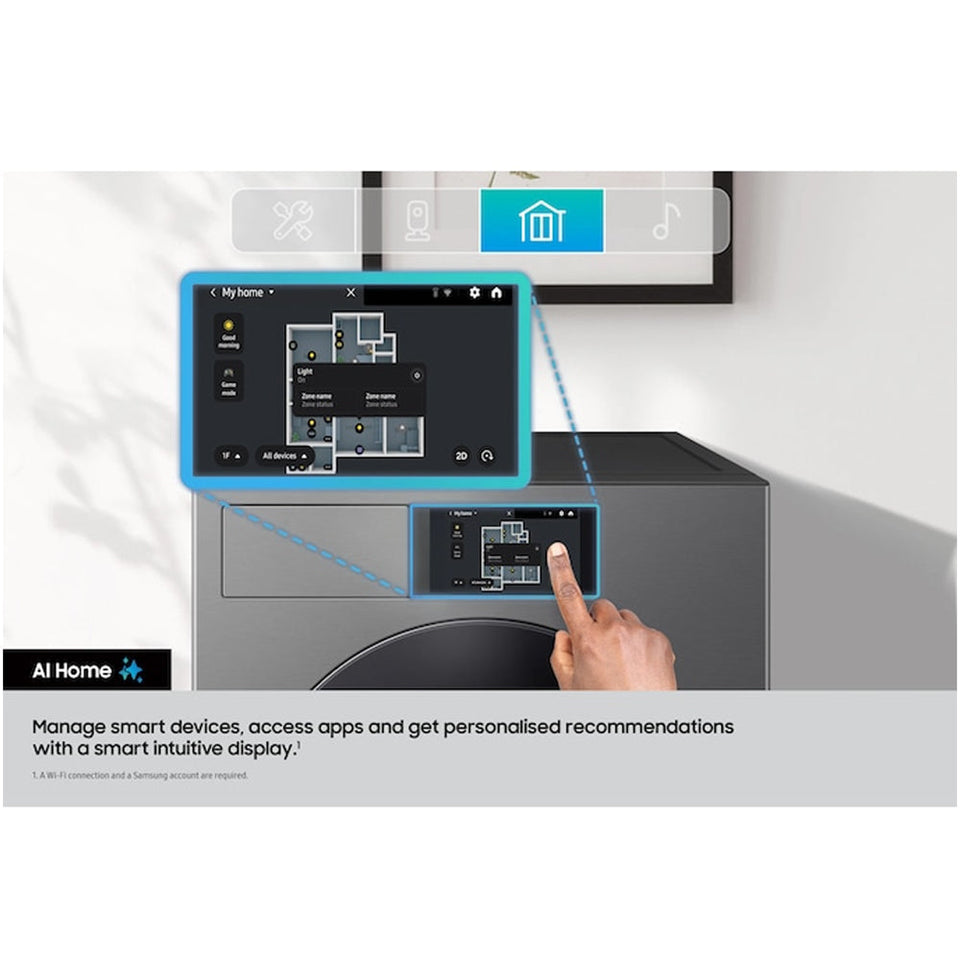 Samsung Series 9 WF90F09C4SU1 Bespoke AI Home 9kg 1400 Spin Smart Washing Machine Dark Steel