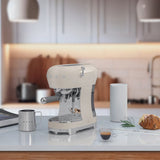 Smeg ECF02CRUK 50s Retro Style Espresso Coffee Machine with Steam Wand Cream