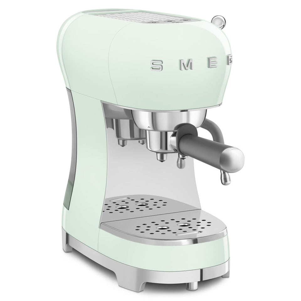 Smeg ECF02PGUK Espresso Coffee Machine with Steam Wand Pastel Green