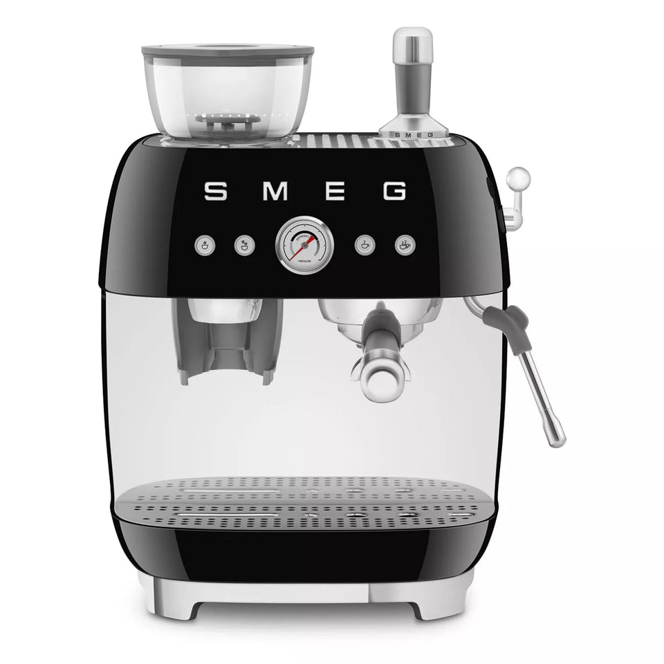 Smeg EGF03BLUK Retro Espresso Coffee Machine with Grinder in Black