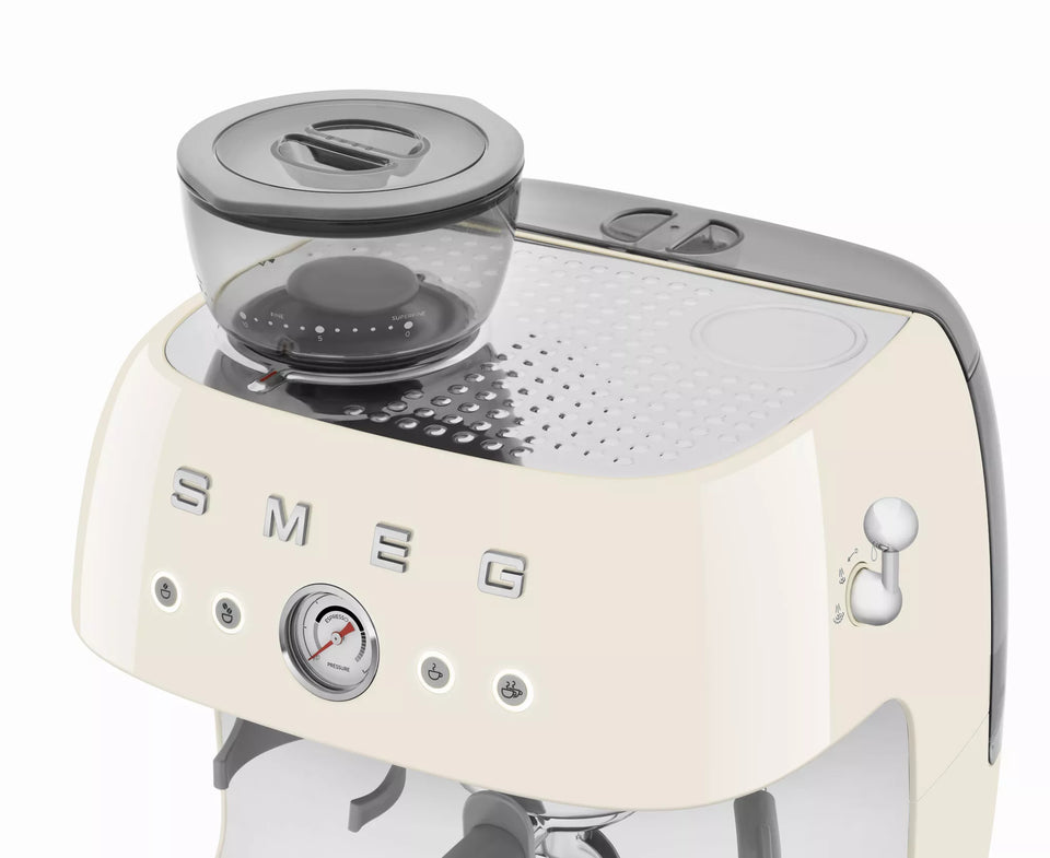 Smeg EGF03CRUK Retro Espresso Coffee Machine with Grinder in Cream