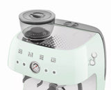 Smeg EGF03PGUK Retro Espresso Coffee Machine with Grinder in Pastel Green